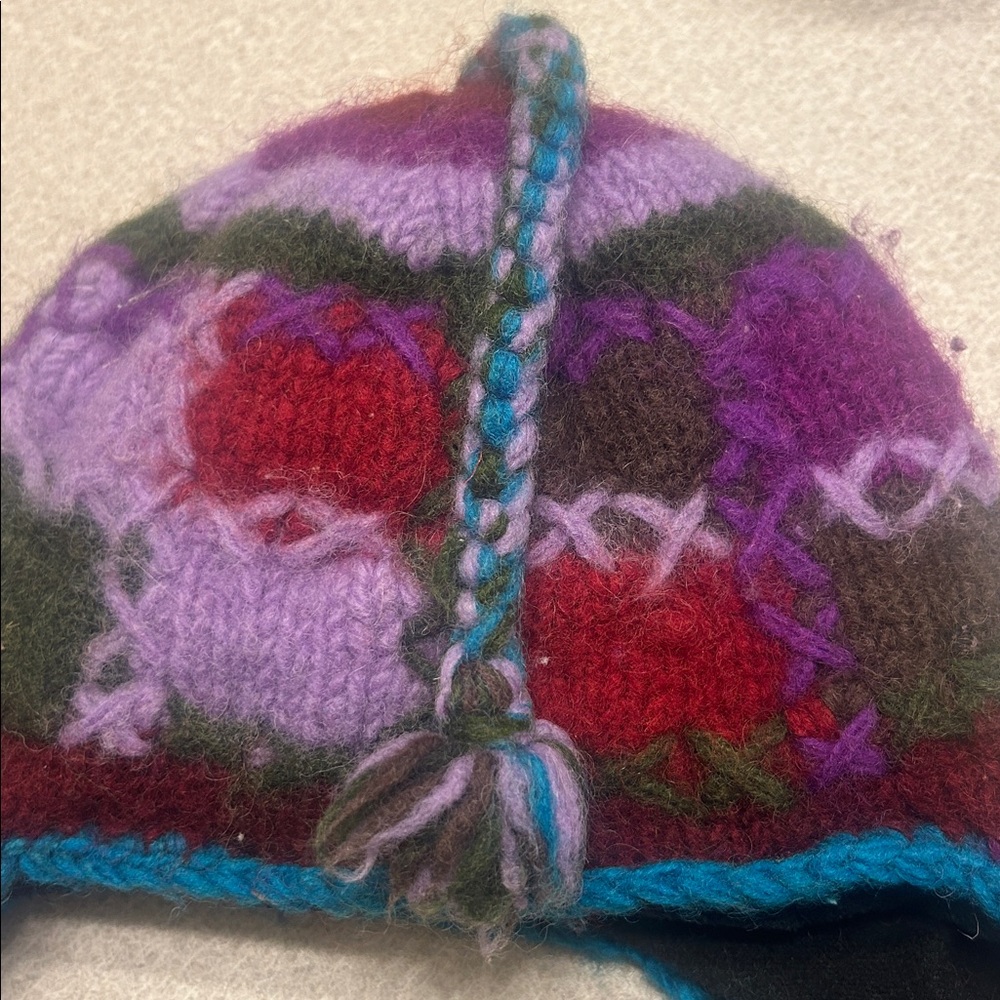 Nepal wool winter hat, patchwork - Picture 3 of 4